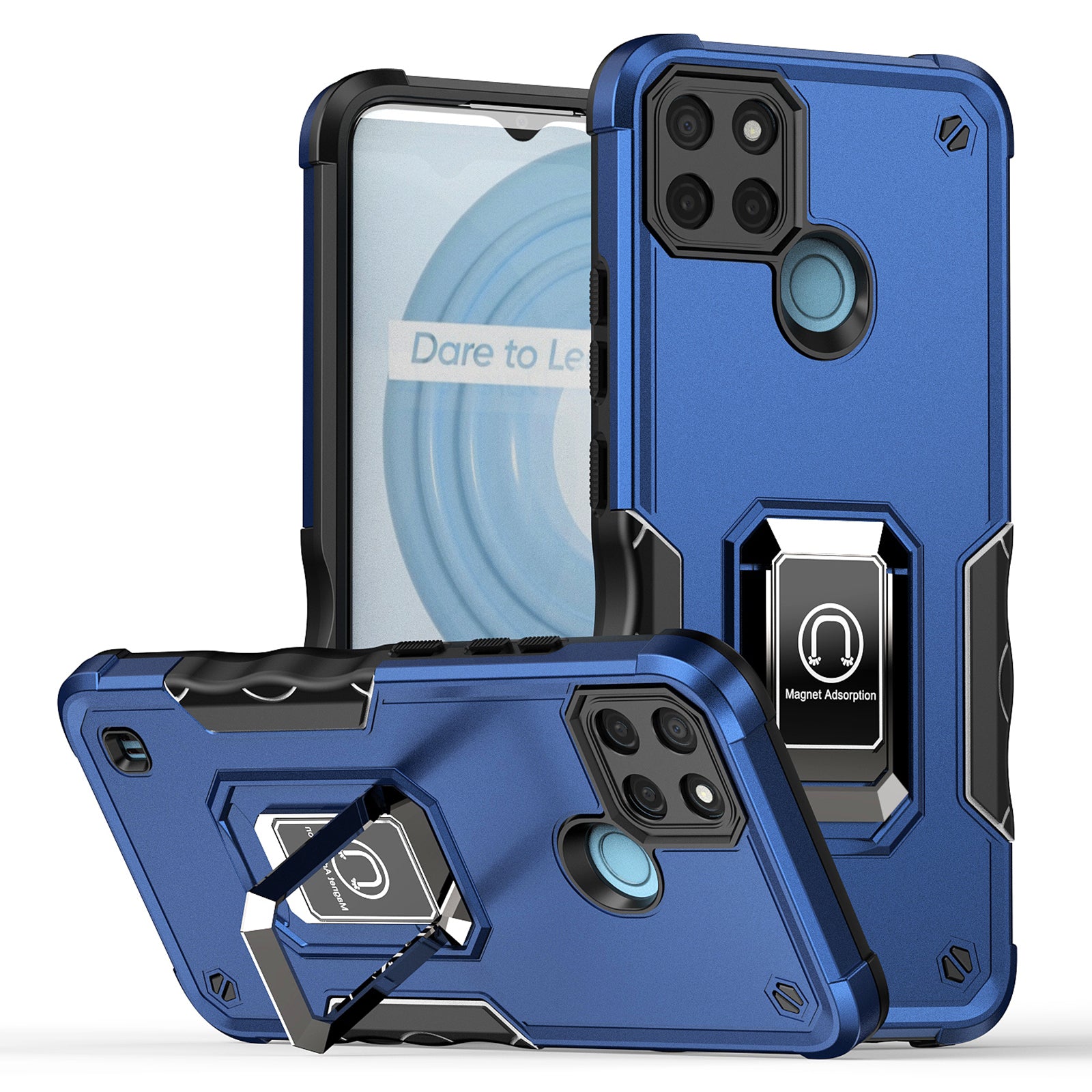 For Realme C21Y PC TPU Phone Case Ring Holder Kickstand Non-slip Grip Smartphone Cover For Realme C21Y PC TPU Phone Case Ring Holder Kickstand Non-slip Grip Smartphone Cover